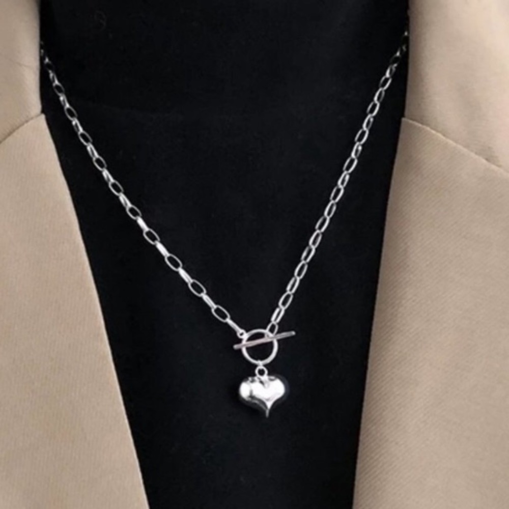 Love heart sterling silver pendant necklace